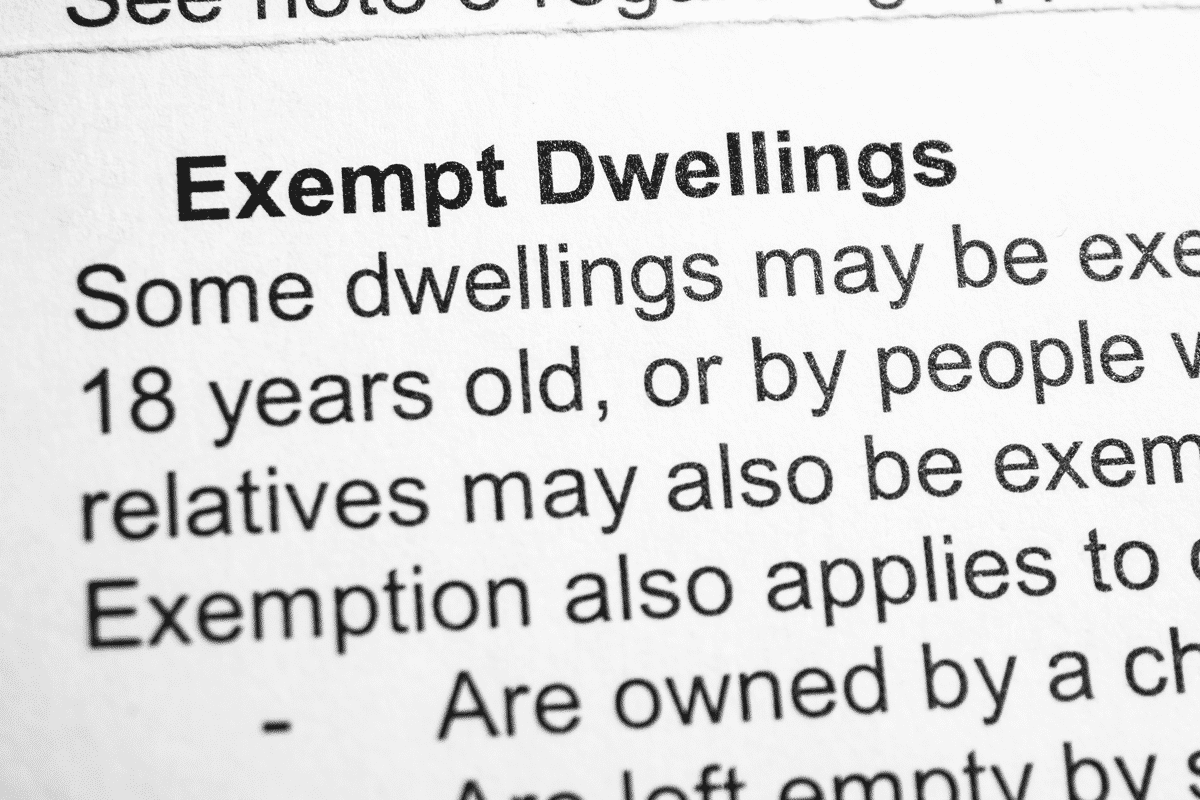 A small amount of text regarding dwellings that are exempt from Council Tax.