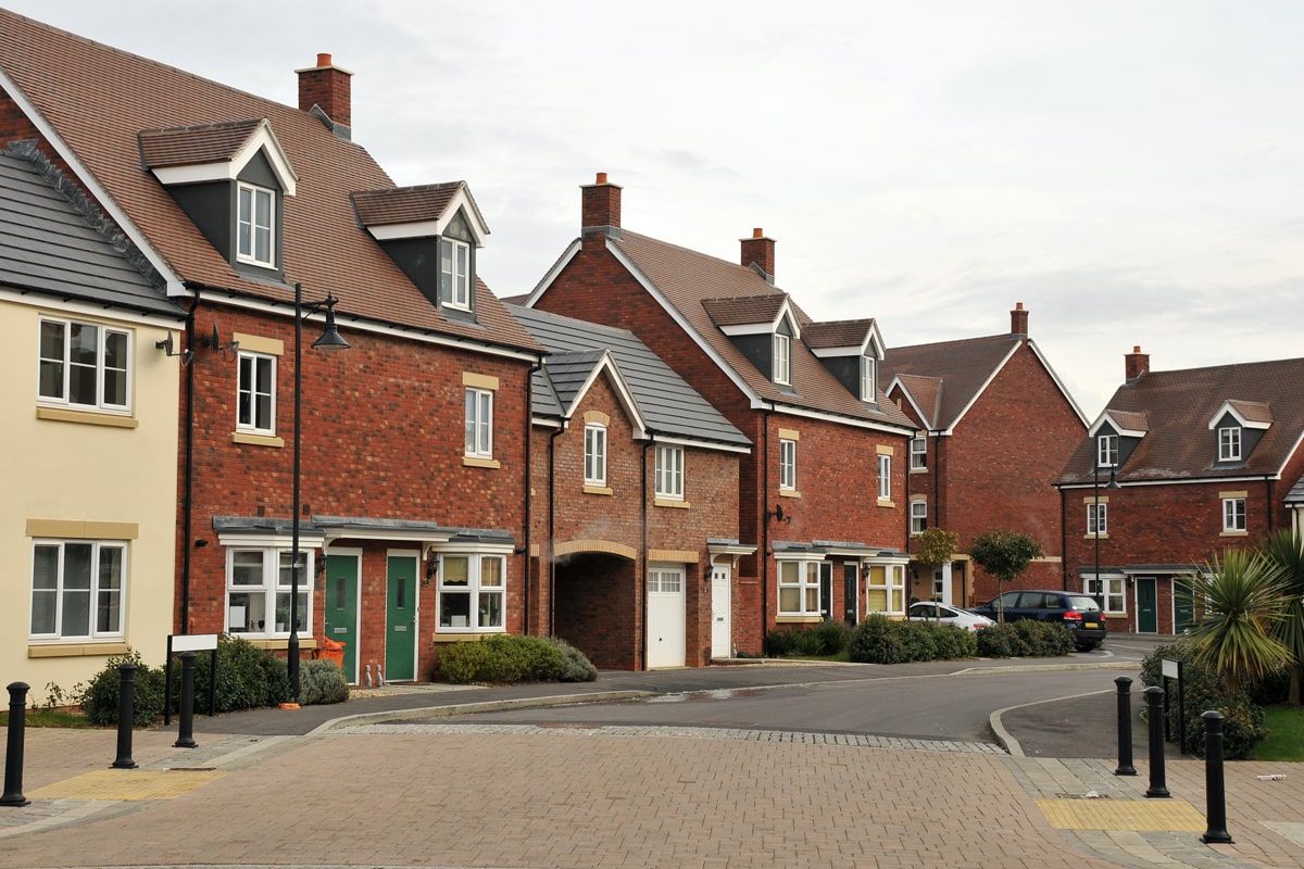 Town houses on a typical British housing estate.