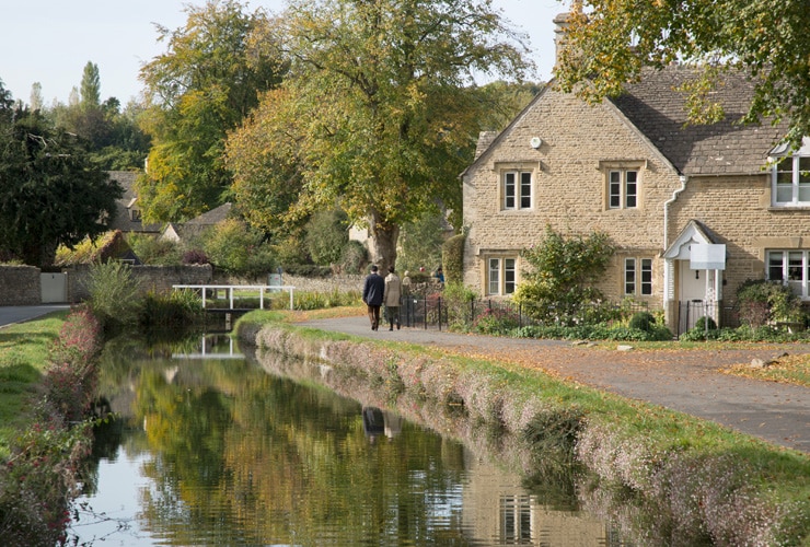 A river running through Lower Slaughter Village in Cheltenham.