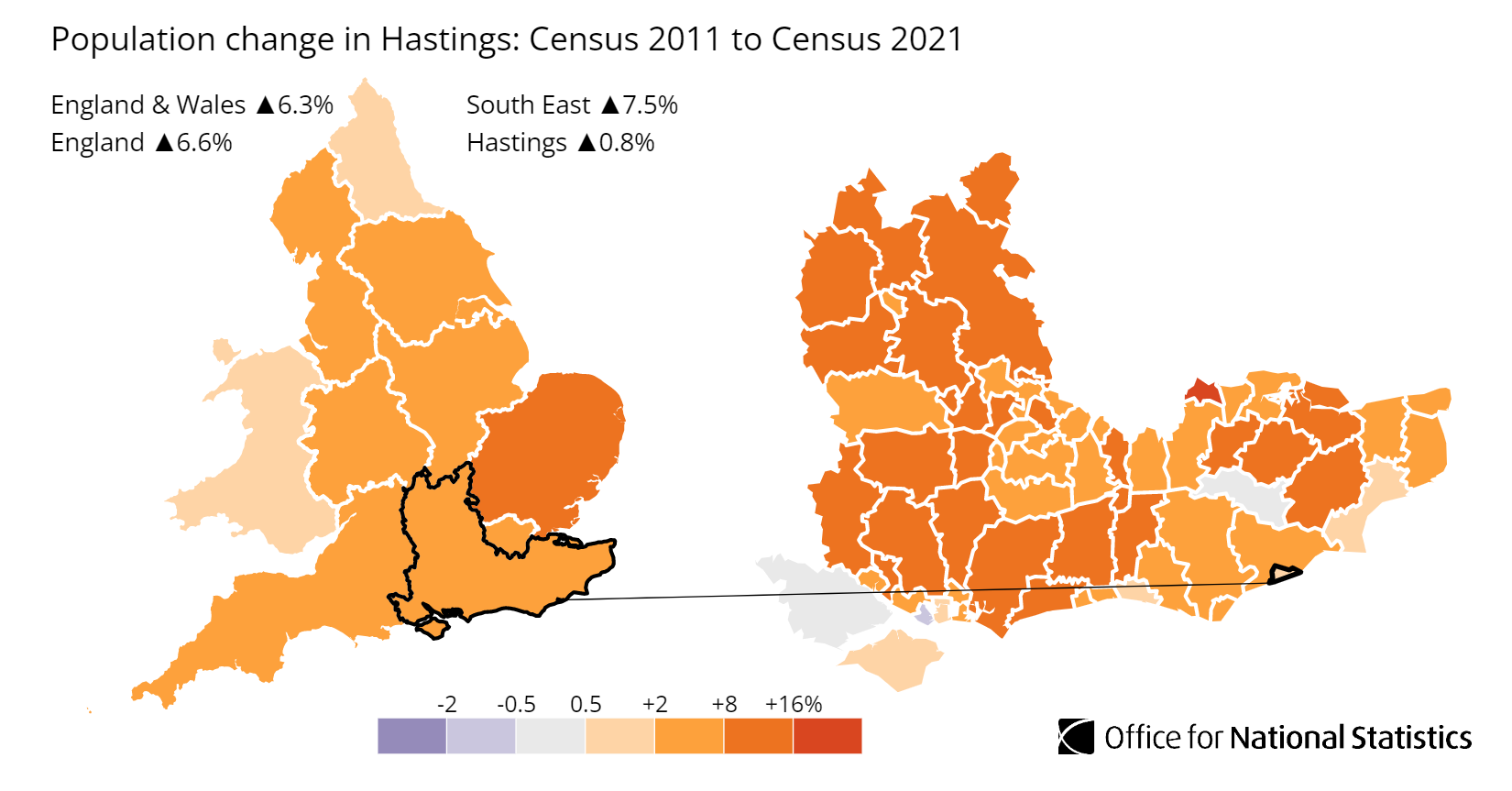 Hastings population growth map