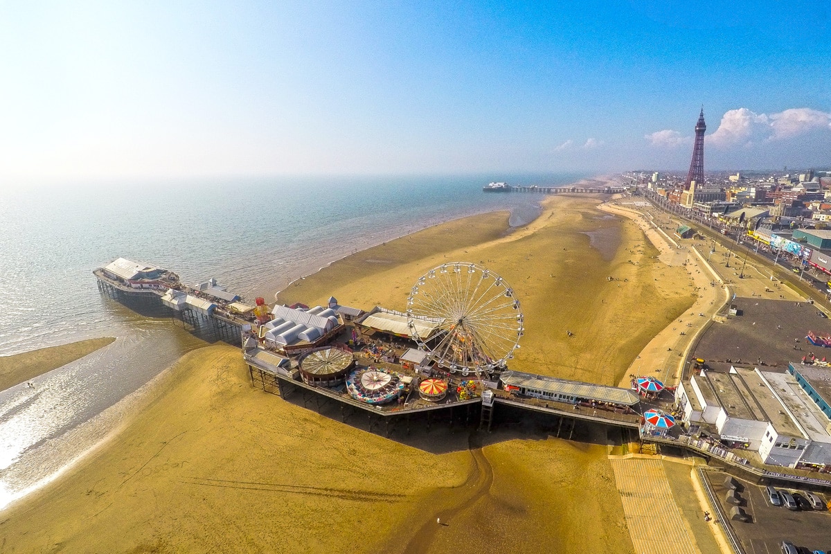 An aerial view of the seafront at Blackpool.