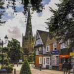 The town centre of Solihull on a sunny afternoon in late September.