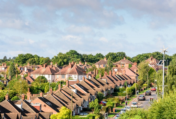 Typical English terraced housing in Northampton.