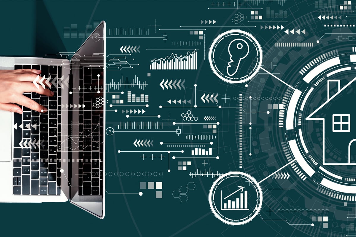 An abstract image showing a laptop and property data.