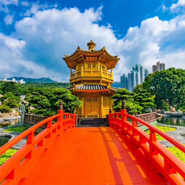 The Golden Pagoda, Nan Lian Garden in Hong Kong.