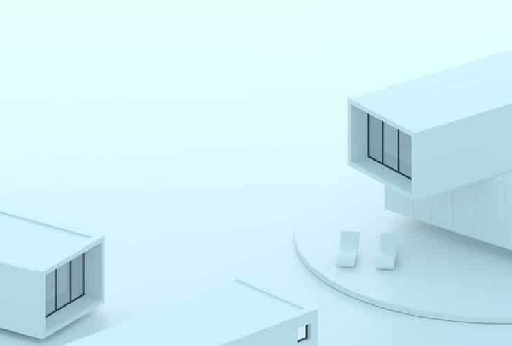 A 3d computer model of a concept design in modular housing.