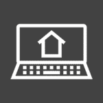 An icon graphic showing a computer with a house on the screen. Represents a property portal.