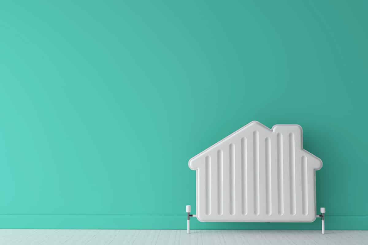A radiator in the shape of a house.
