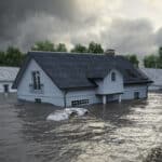 A house flooded by rising water.