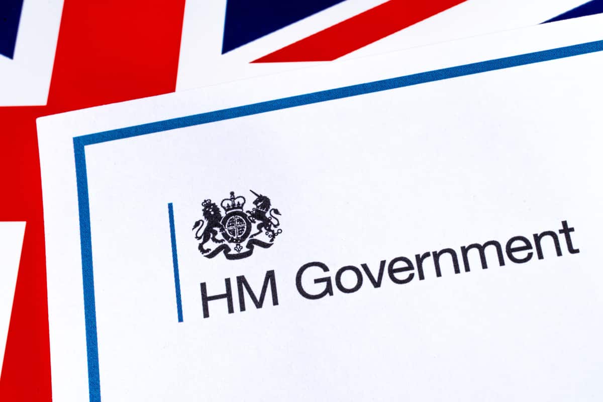 HM Government letterhead with a union flag in the background.