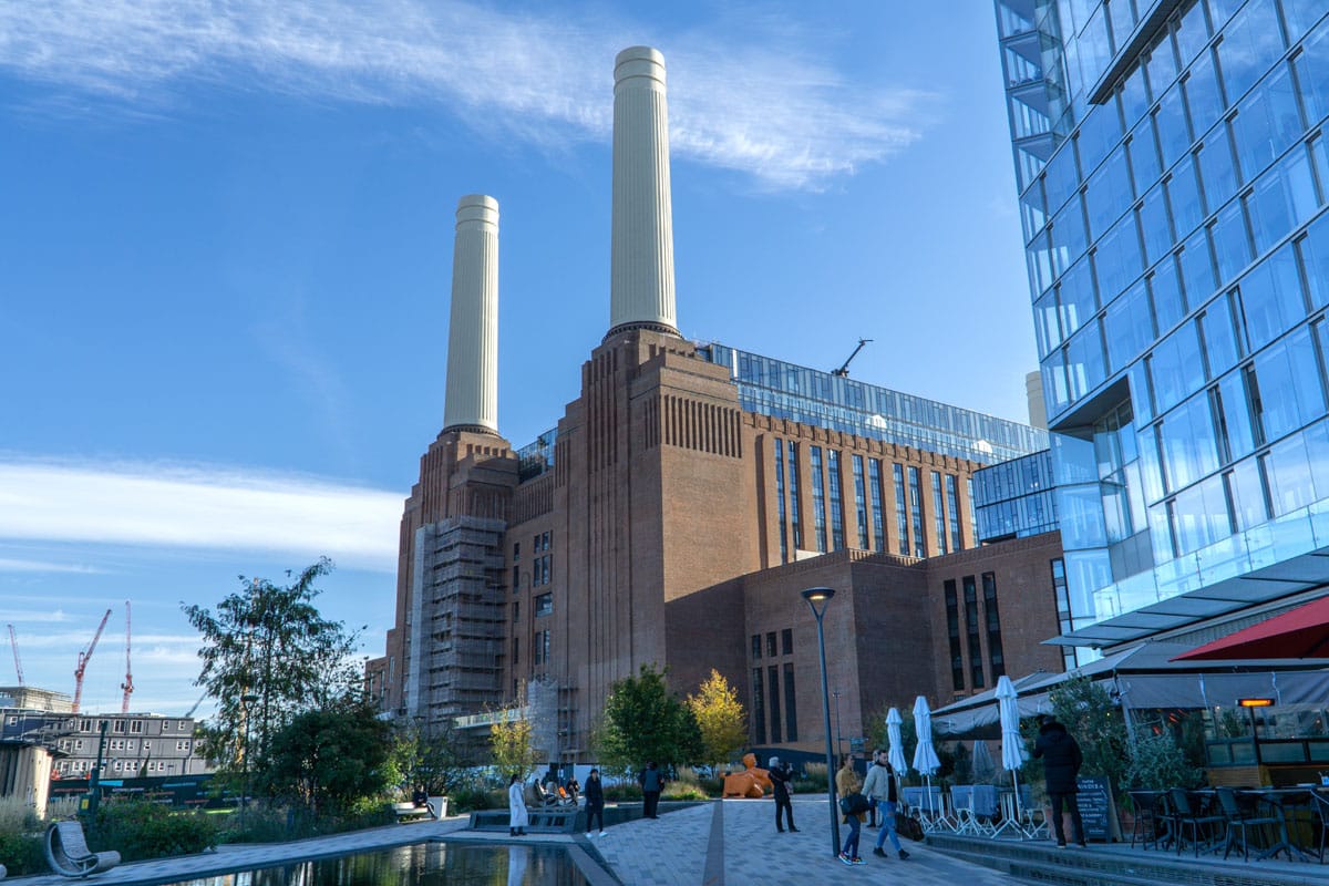 Ouside the iconic Battersea Power Station.