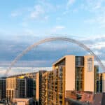 Early morning scene. Wembley Stadium in Wembley Park.