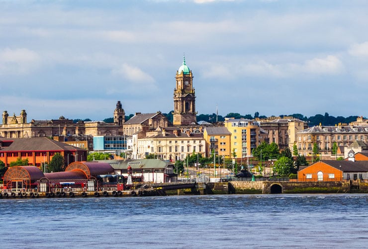 A view of the Birkenhead skyline from Liverpool.