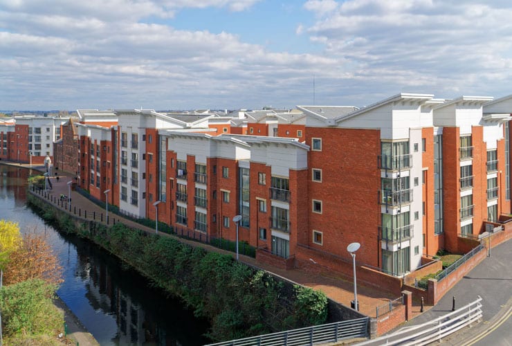 An estate on Horseley Fields, along a canal in Wolverhampton.