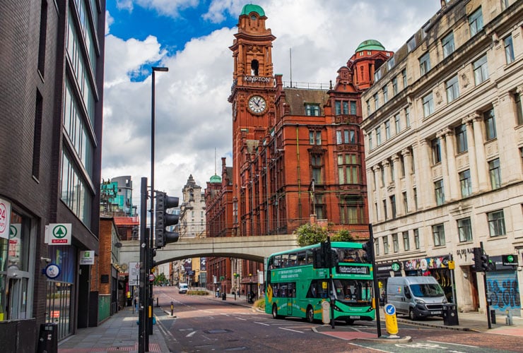 A view of Oxford Road in Manchester.