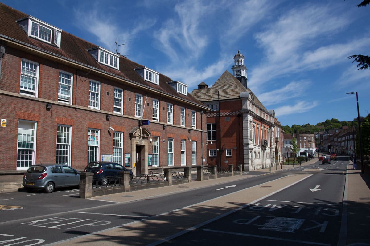 The police station building in High Wycombe.