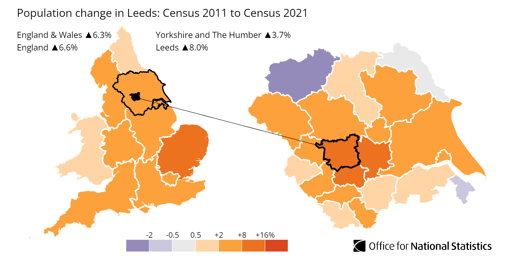 Leeds population growth map