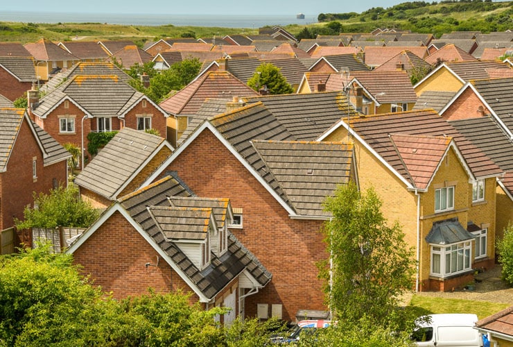 Roof tops in Rhoose, Wales.