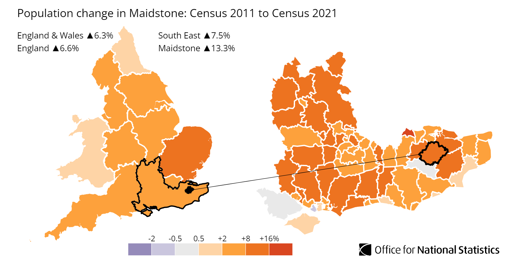 Maidstone population growth map