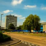 The area around the old town hall in Crawley, West Sussex.