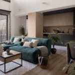 A modern living room as you would find in a serviced accommodation.