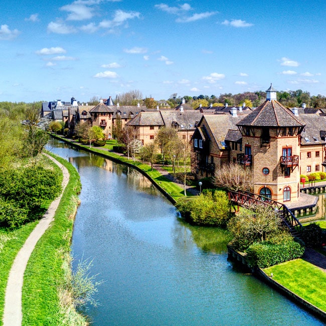 Lawrence Moorings - housing development next to River Stort Canal in Sawbridgeworth, Essex - near Harlow.