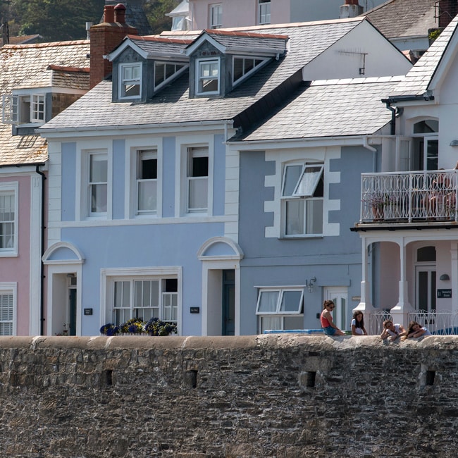 Colourful houses on the sea front in St Mawes, Cornwall.