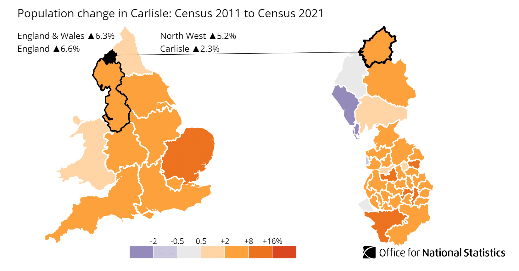 Carlisle population growth map