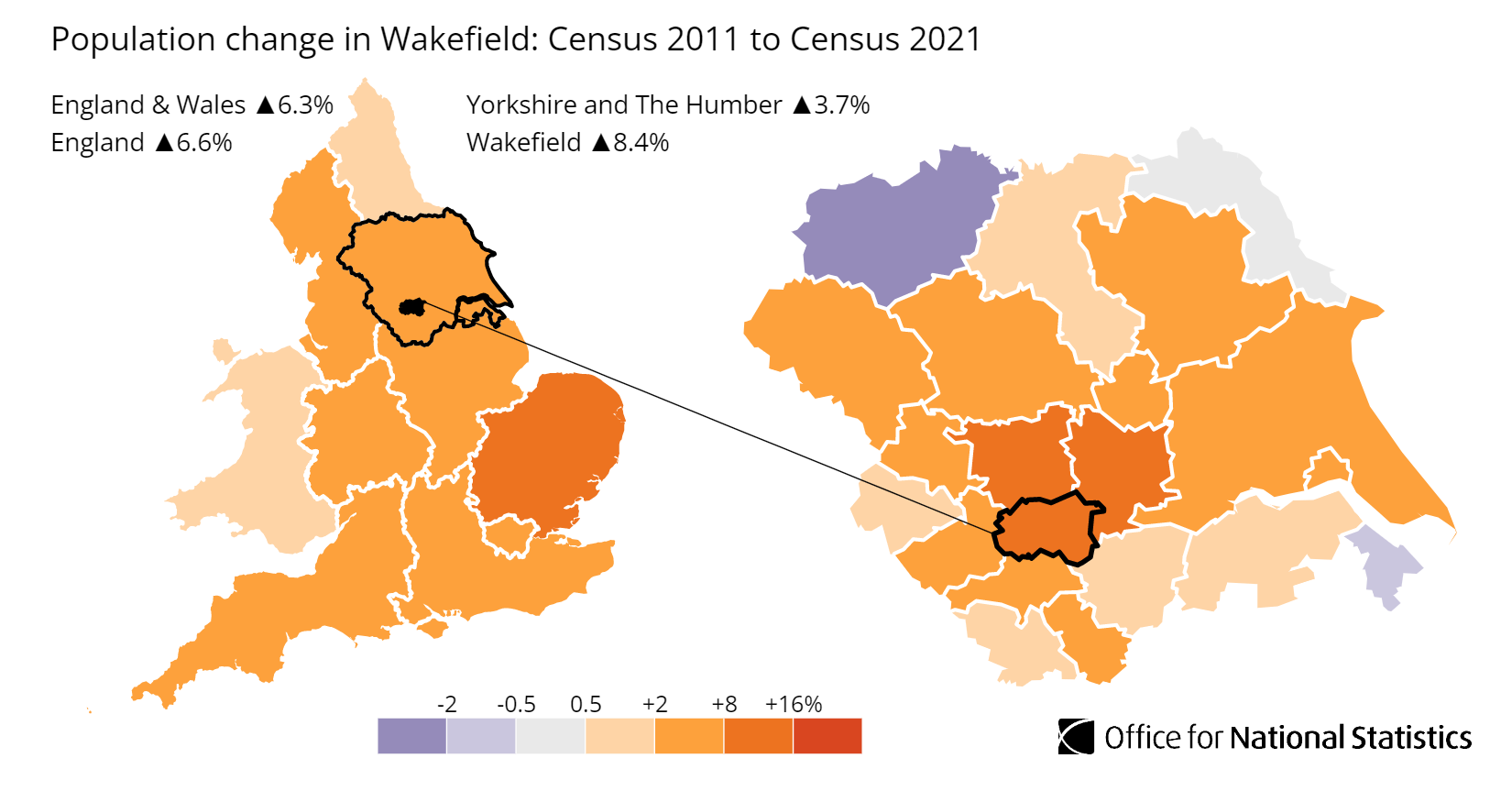 Wakefield population growth map