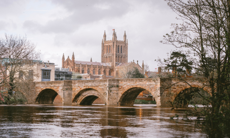 Hereford town with Cathedral view