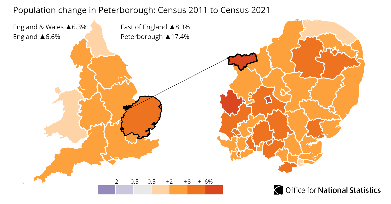 Peterborough population growth map