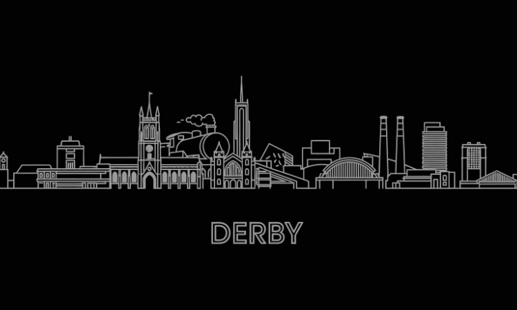 A drawing of Derby city skyline