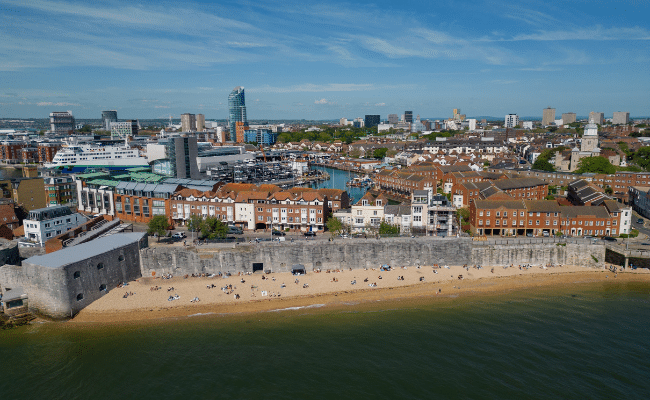 An aerial view of Portsmouth