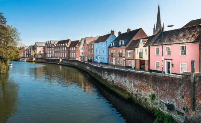 Colourful houses in Norwich