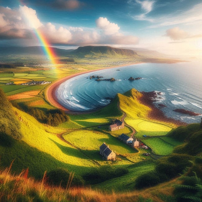 An illustration of the countryside in Northern Ireland.