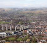 Aerial view of Rochdale town centre