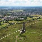 Aerial view of the town of Bury in Greater Manchester