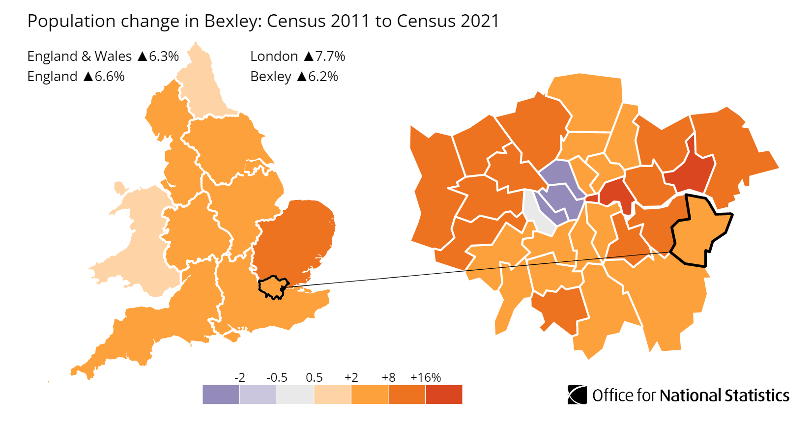 Bexley population growth map