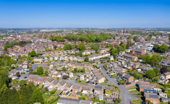 Aerial view of Ossett in Wakefield
