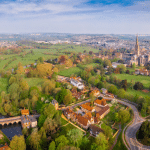An aerial view of Salisbury and residential houses