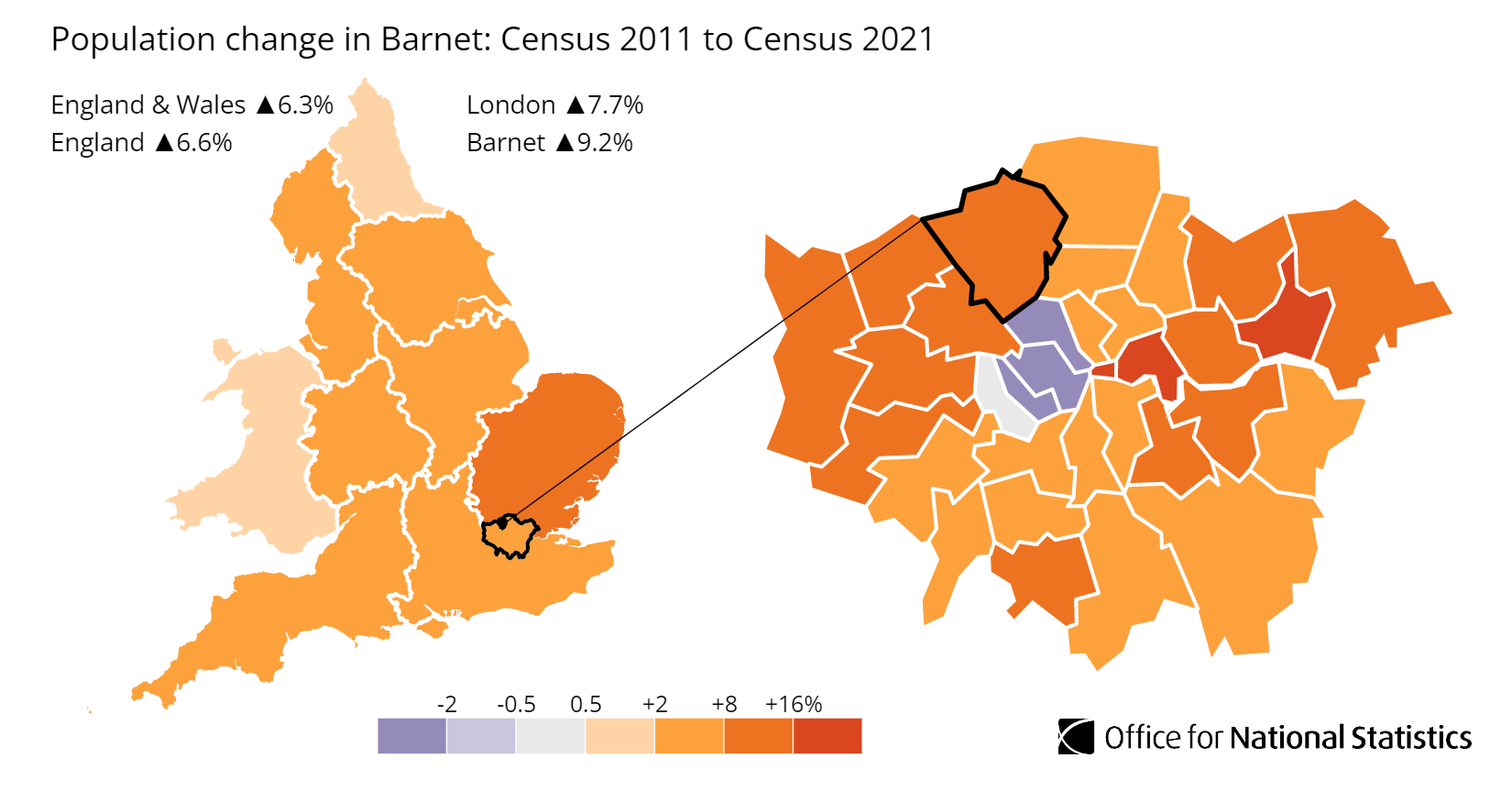 Barnet population growth map