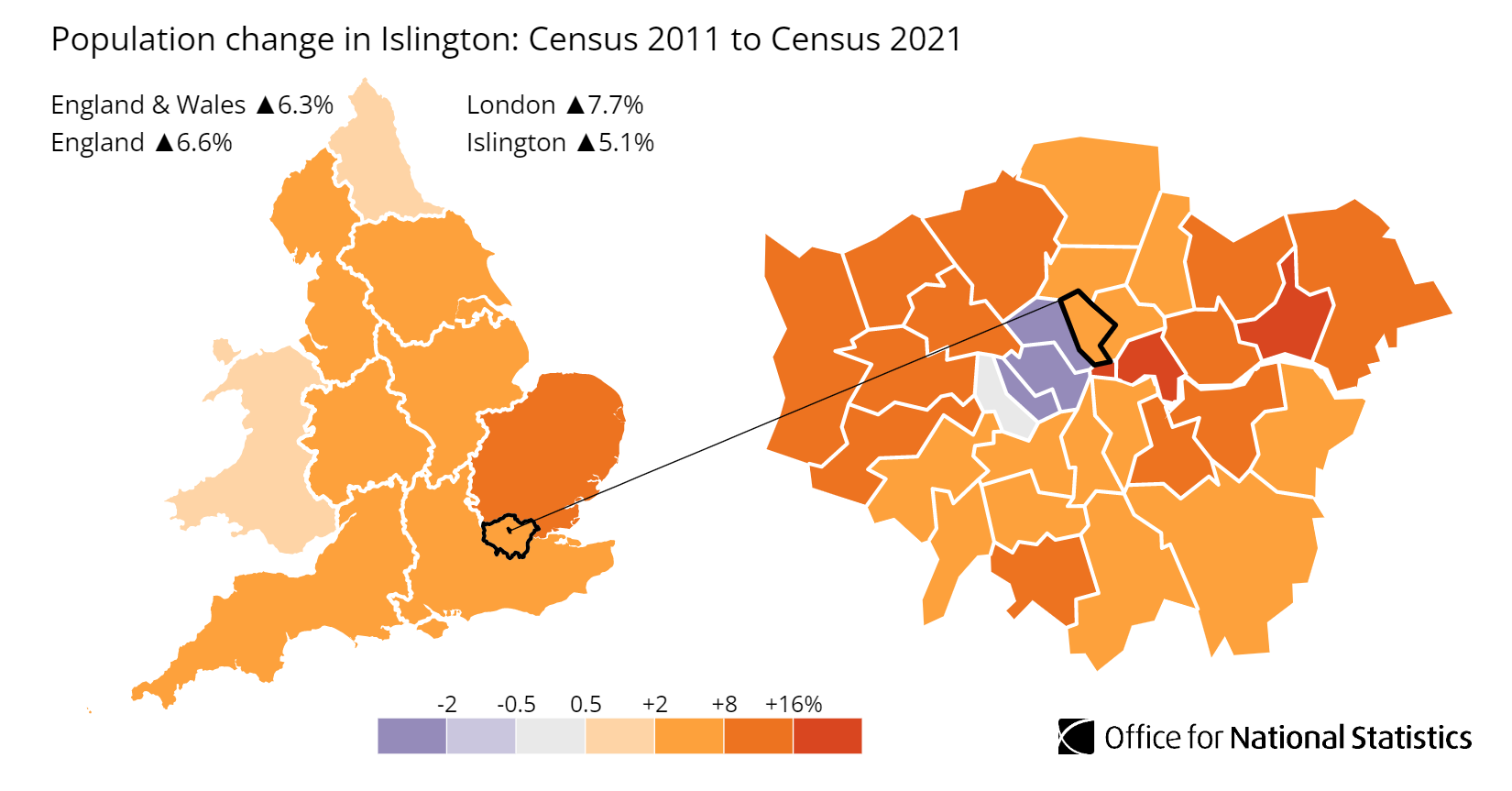 Islington population growth map