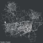 A map of Basildon in Essex, East of England.