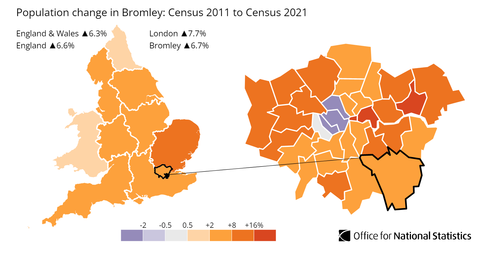 Bromley population growth map