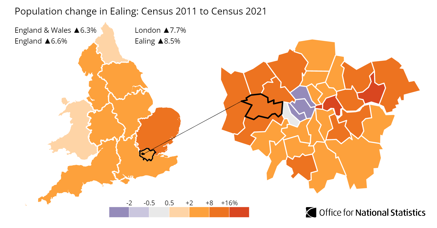 Ealing population growth map