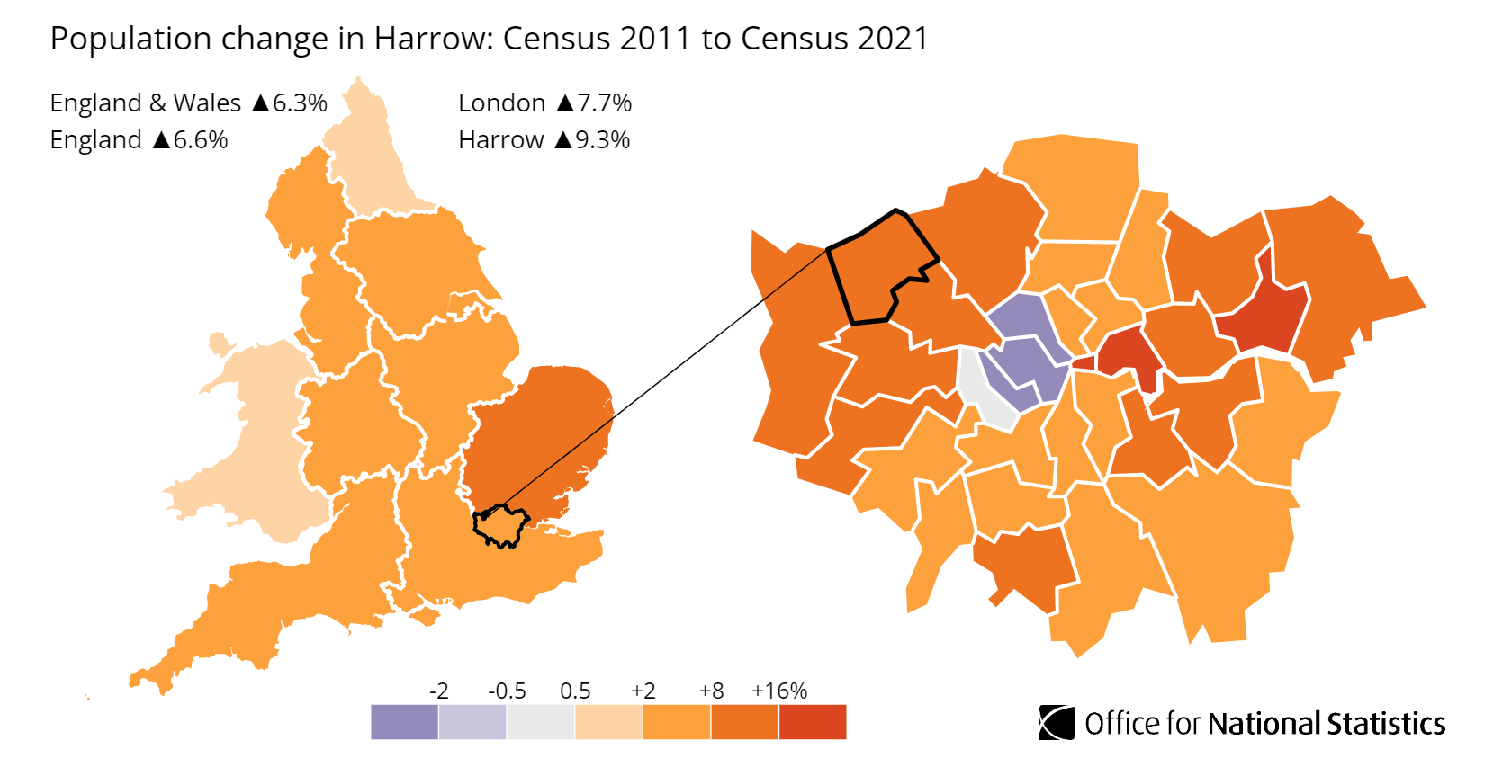 Harrow population growth map