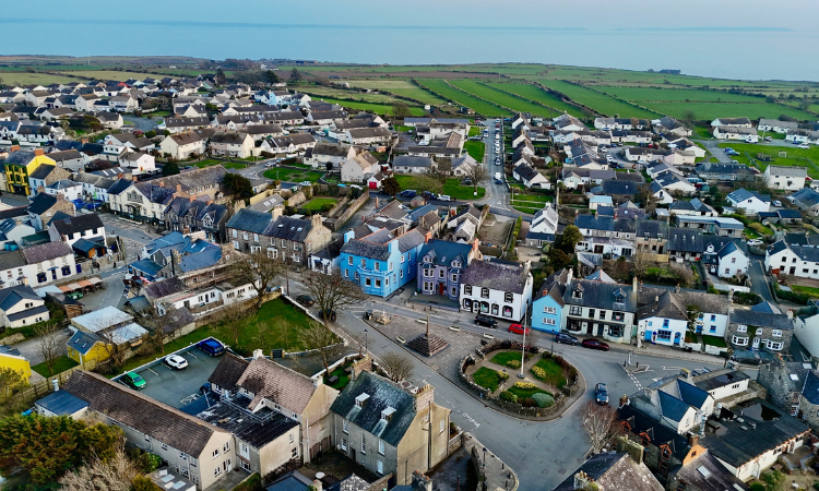 Aerial view of the city of St Davids