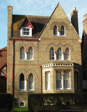 The outside of a Victorian Gothic House in Oxford, UK.