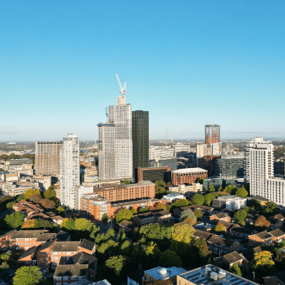An aerial view of CityScape in Croydon