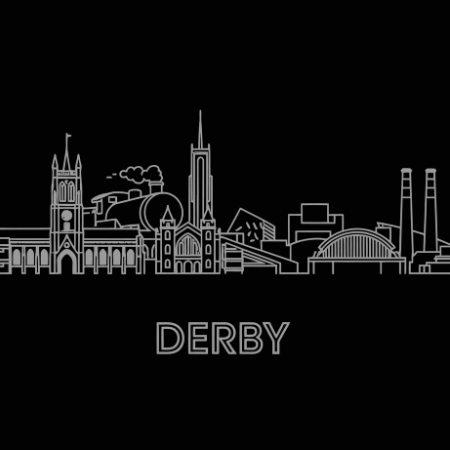 A drawing of Derby city skyline